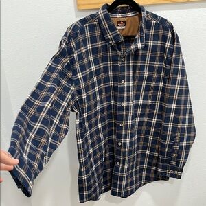 Men's Blue Plaid Flannel Long Sleeve Shirt